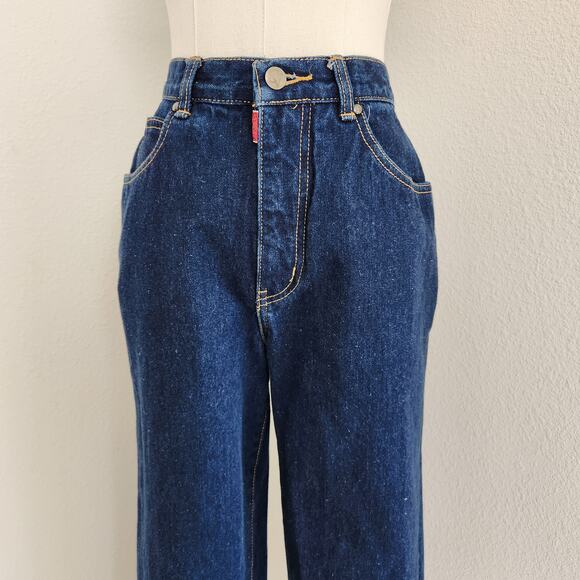 Vintage 80s Gloria Vanderbilt Dark Wash High Waisted Tapered Leg Mom Jeans 0 - Picture 2 of 10